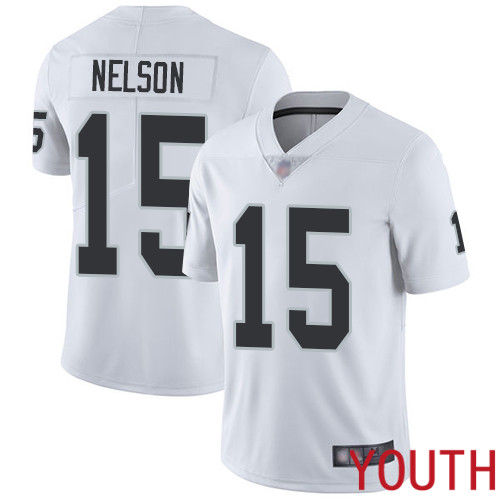 Oakland Raiders Limited White Youth J  J  Nelson Road Jersey NFL Football #15 Vapor Untouchable Jersey->youth nfl jersey->Youth Jersey
